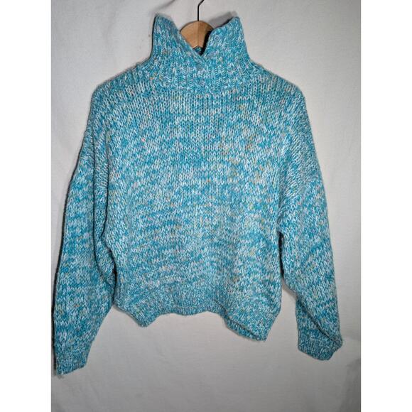 Dd Sloane Vtg Womens Colorful Knit Button Up Mock Neck Sweater Sz M 90s - Picture 1 of 5